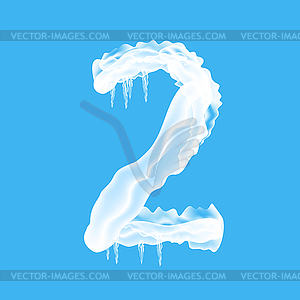 Snow Ice Cap with Number Two on Blue Background. - vector clip art