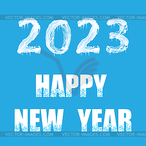 Snow Ice Cap with Number 2023 on Blue Background. - vector image