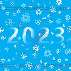 Snowflakes Pattern on Blue Sky Background. Winter - vector clipart