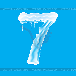 Snow Ice Cap with Number Seven on Blue Background. - vector clip art