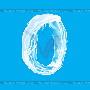 Snow Ice Cap with Number Zero on Blue Background. - vector image