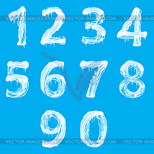 Snow Ice Cap with Numbers on Blue Background. - vector image