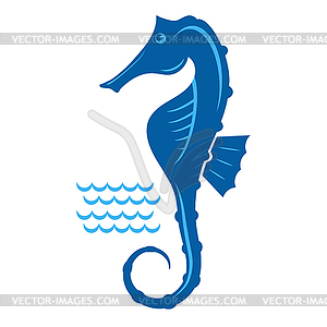 Blue Seahorse Icon. Logo design. Tropical Exotic - vector clipart