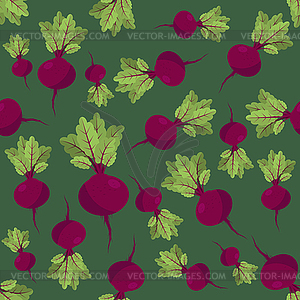 Fresh Beetroot Vegetable with Green Leaves on - vector clipart
