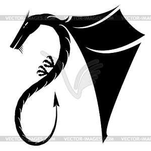 Black Magic Dragon Icon Silhouette - vector image