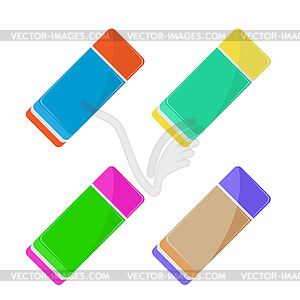 Set of Colored Eraser Icons - royalty-free vector clipart