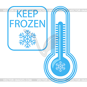 Cold weather thermometer icon with banner . Flat we - color vector clipart