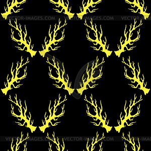 With animal gold horns silhouettes . Seamless - vector image