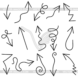 Various Arrow Icon. Different Black Arrows Design - vector image