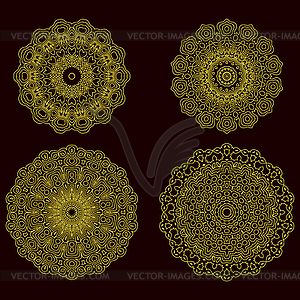 Набор геометрических орнаментов в виде желтых кругов. - векторный клипарт / векторное изображение
