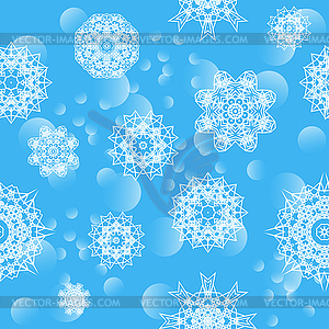 Falling snowflakes winter on blue blurred seamless - vector image