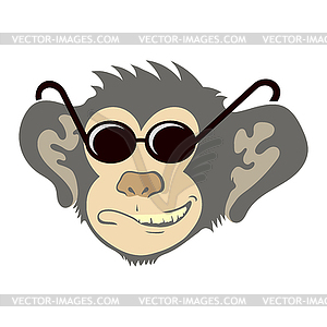 Значок обезьяны в солнцезащитных очках. Мультяшная голова обезьяны. - изображение в векторном виде