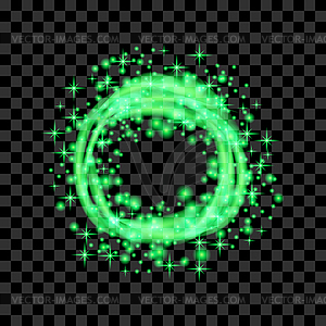 Green Blurred Fire on Dark Background. Cartoon - vector clipart