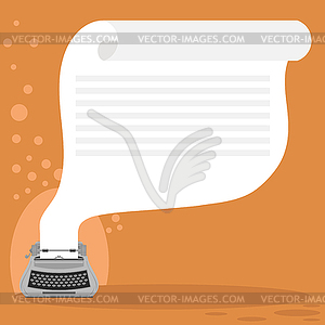 Grey Typewriter Icon on Orange Background - vector image