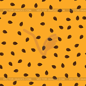 Seamless Passion Fruit Pattern with Brown Seeds on - vector clipart