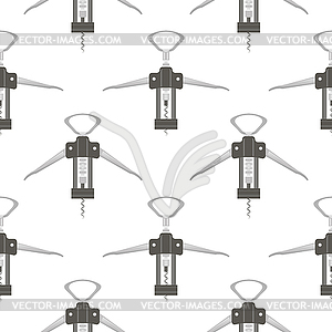 Opener for Bottle Icon . Modern Corkscrew Seamless - vector image