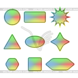 Holographic stickers pack. Set of colored labels. - vector clipart