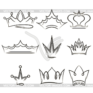 Set of crown. Simple crowning, cute queen or king - vector clip art