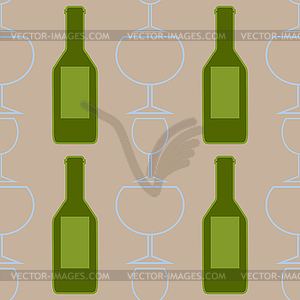 Drink seamless pattern. Bottles and glasses seamles - vector clip art