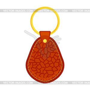 Leather holder trinket, gold keychain for key. Meta - vector clipart