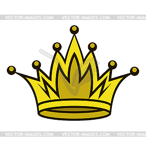 Gold crown icon. Simple crowning, queen or king - vector clip art