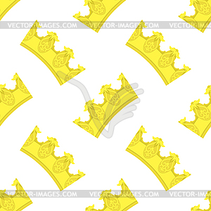 Gold crown icon seamless pattern. Simple crowning, - vector clip art