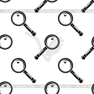 Magnifying glass, search icon seamless pattern. - vector clipart