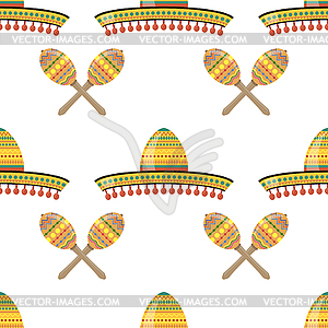 Mexican sombrero with maracas. Cinco de mayo - vector clipart