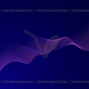 Abstract glowing wave lines on blue background. - vector clipart