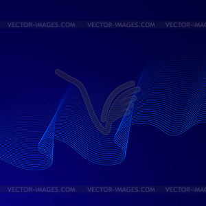 Abstract glowing wave lines on dark blue background - vector clipart