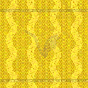 Stylish Knit. Yellow Knitted Texture. Woolen - vector clipart