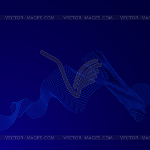 Abstract glowing wave lines on dark blue background - vector clip art