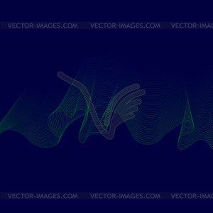 Abstract glowing wave lines on dark blue background - vector clipart