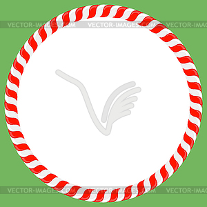 Christmas candy cane frame with red and white - vector clip art