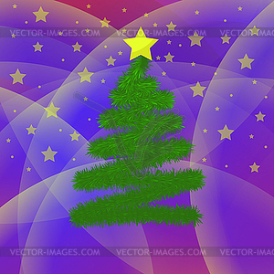 Christmas tree stylized in form green spiral with - vector image