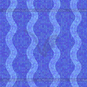 Stylish Knit. Blue Knitted Texture. Woolen - vector clip art