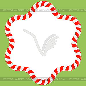 Christmas candy cane frame with red and white - vector clip art