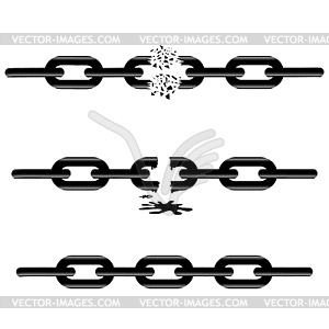 Broken Chain icon, Weaknesses icon. Metal chain - vector clipart