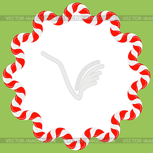 Christmas candy cane frame with red and white - royalty-free vector clipart