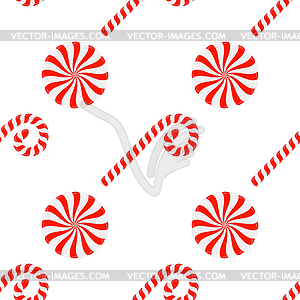 Christmas candy seamless pattern. Lollipop sugar - vector image