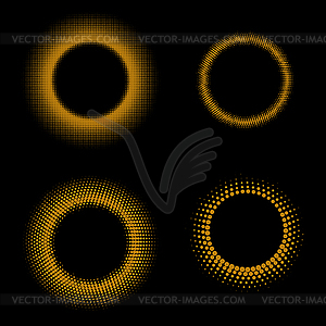 Gold halftone circles - vector image