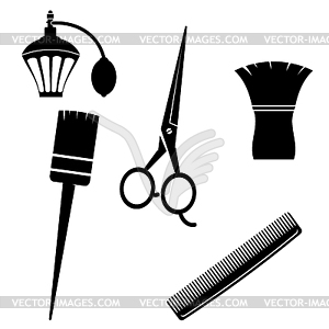 Silhouettes of hairdressing accessories  - vector image