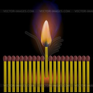 Burning Match with Fire Flame - stock vector clipart