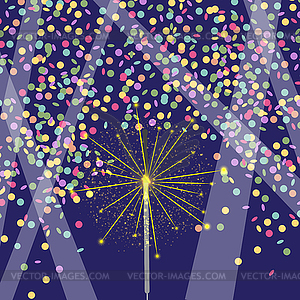 Christmas Bengal light. Realistic sparkler light - vector clipart