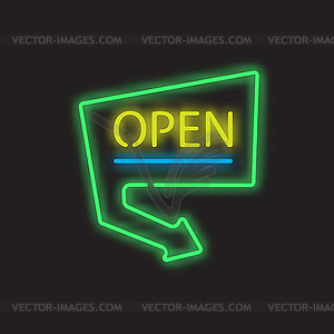 Colorful glowing frame. Neon arrow. Colored pointer - vector image
