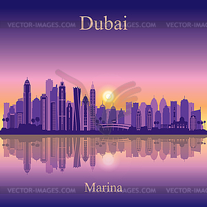 Dubai Marina City skyline silhouette background - vector clip art