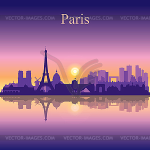 Paris city skyline silhouette background - vector image