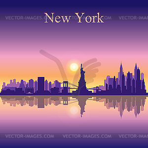 New York City Skyline фоне силуэт - цветной векторный клипарт