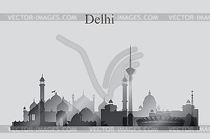 Delhi city skyline silhouette in grayscale - vector clip art