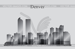 Denver city skyline silhouette in grayscale - royalty-free vector clipart